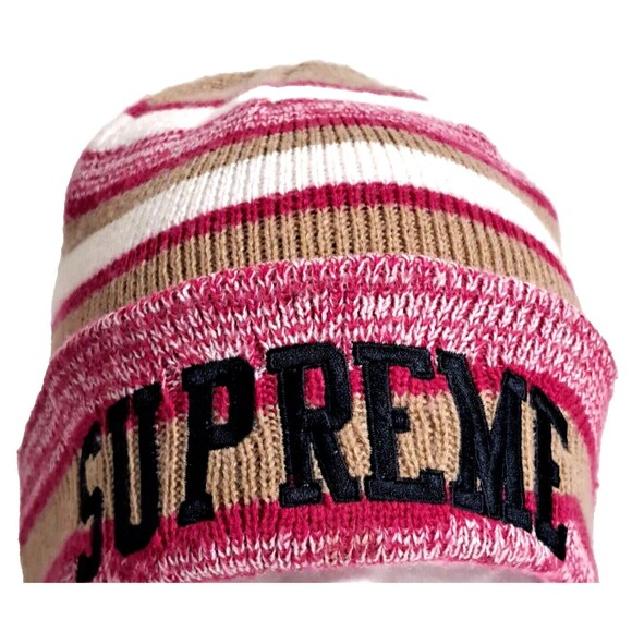 SUPREME BEANIE NEW YORK AUTHENTIC WINTER HAT BIG LOGO SPACE DYE STRIPE main image 5